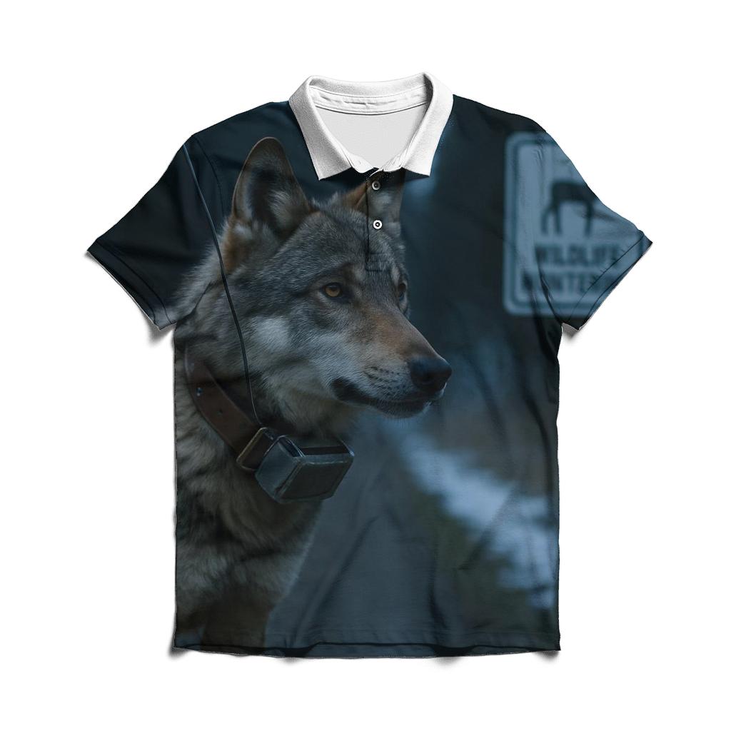 Collared Wolf Under Alpine Research Tagging Sign stylish collar polo tees