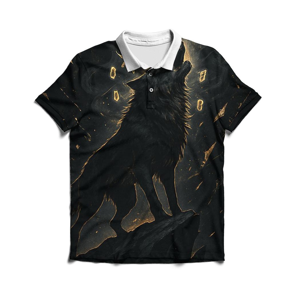 Obsidian Gold Bone Crown Howl embroidered polo tops