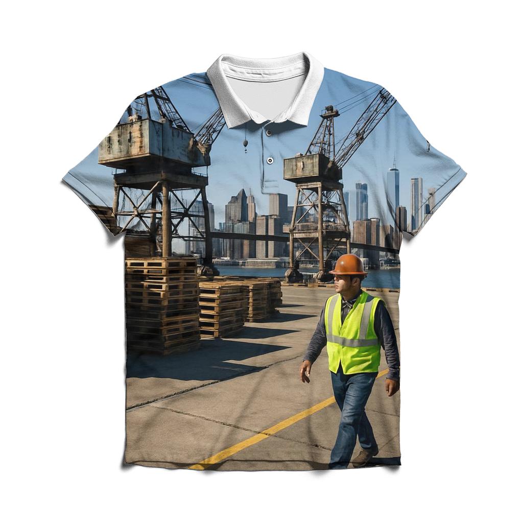 Working Waterfront View From Brooklyn Navy Yard custom polo shirts