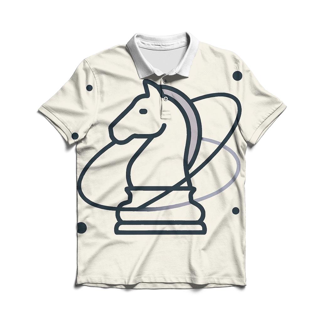 Orbiting Chess Piece Minimal Icon Set personalized polo shirts