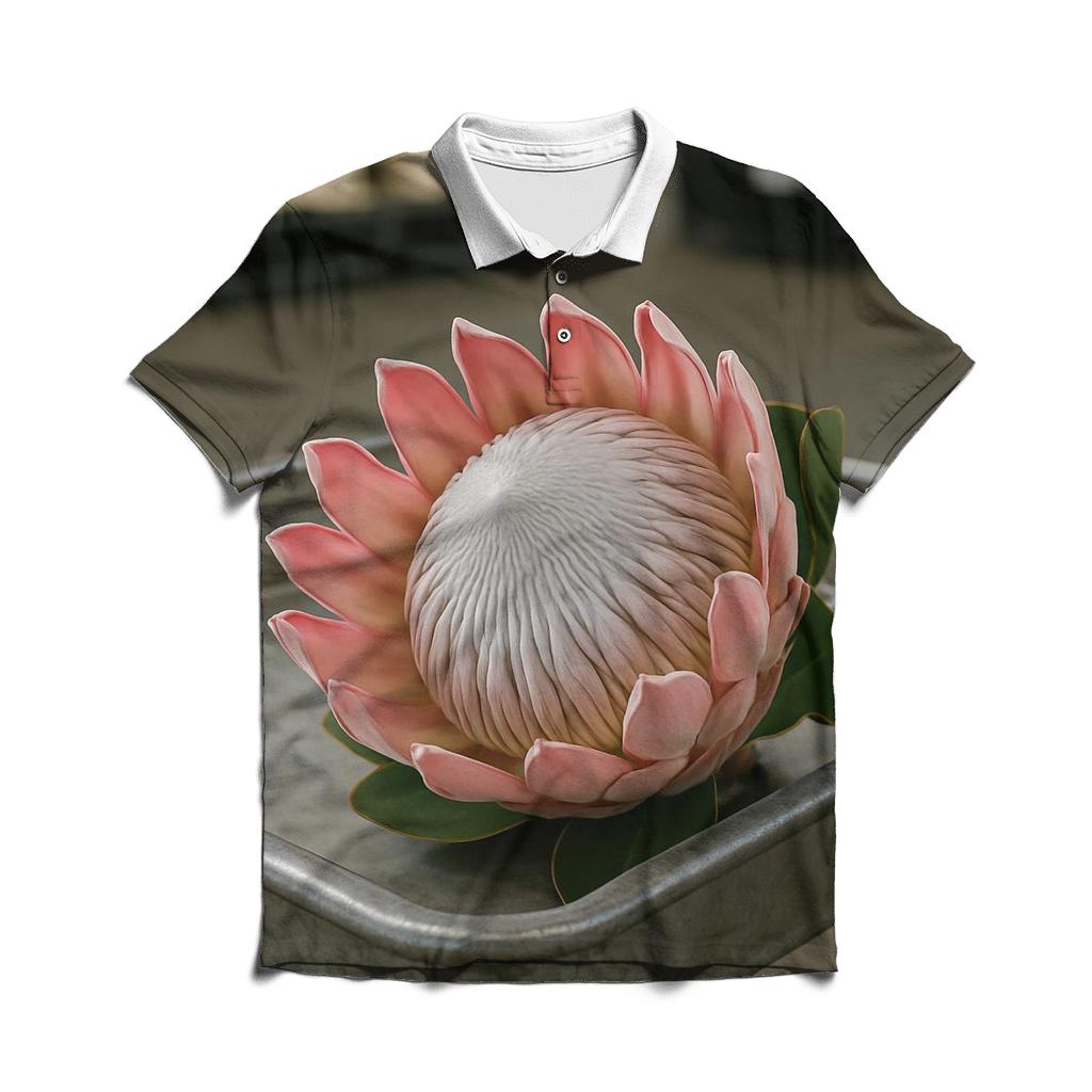 Protea Still Life On A Floral Auction Cart branded logo polo shirts