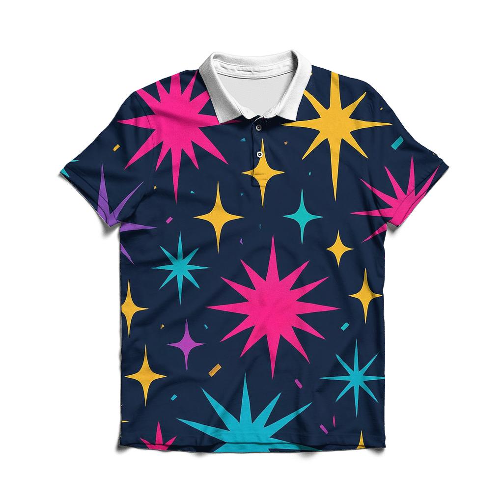 Disco Starburst Confetti embroidered polo tops