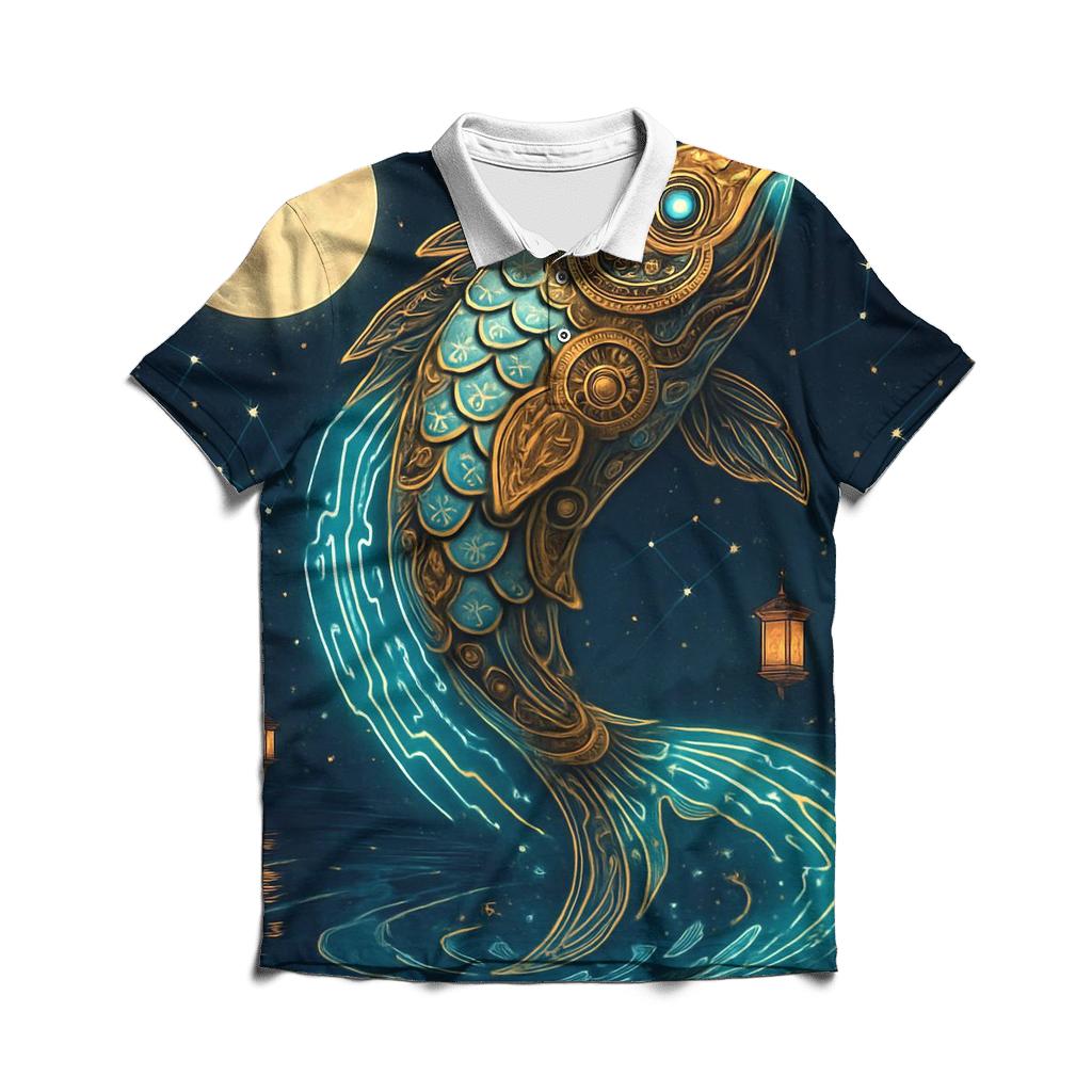 Clockwork Koi Comet branded logo polo shirts