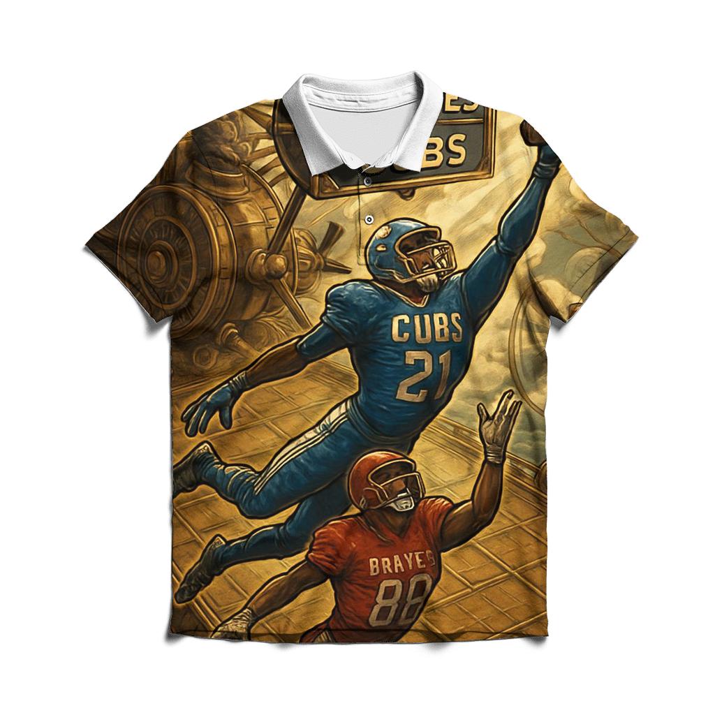 Steampunk Airship Bowl Braves Vs Cubs branded logo polo shirts