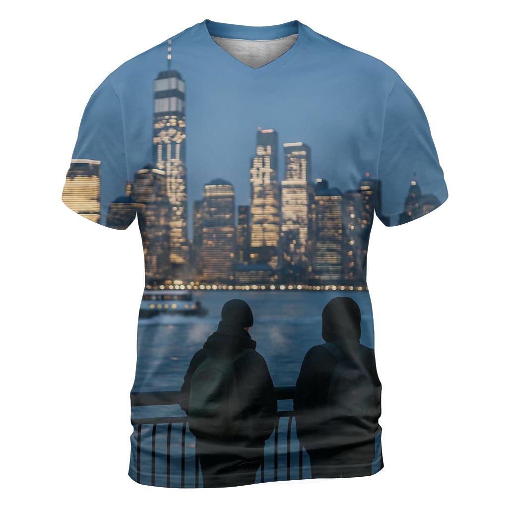 Blue Hour Commute From Hoboken Pier designer pattern shirts
