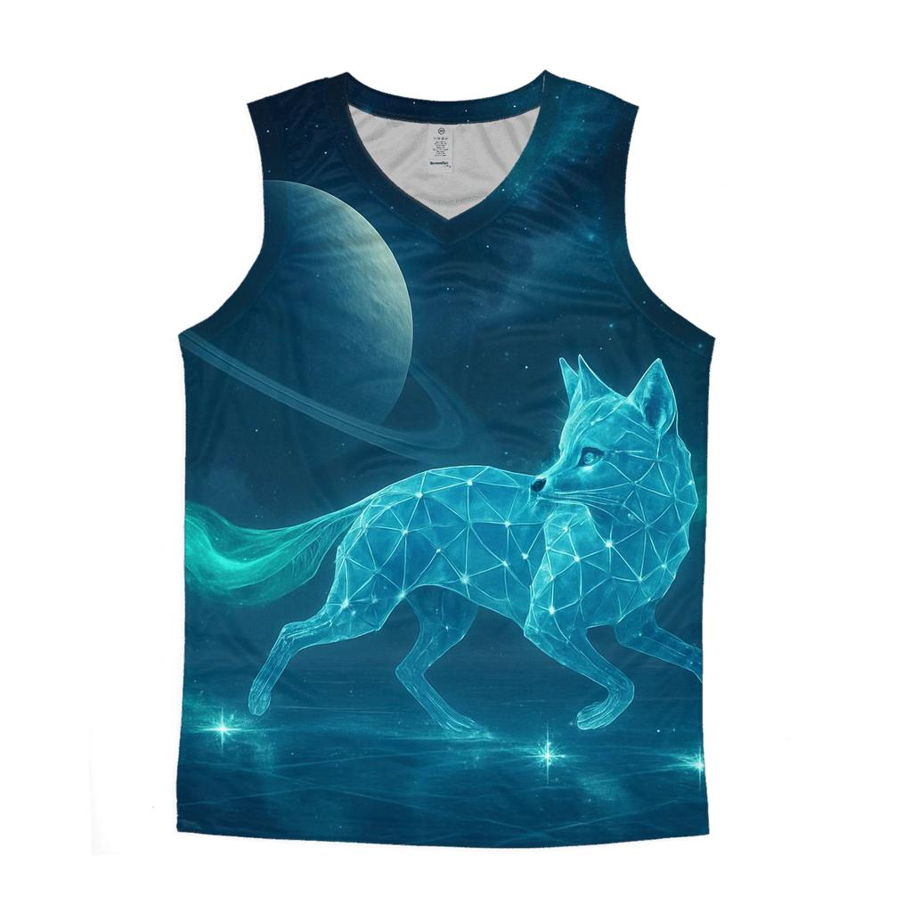 Aurora Fox Of The Polar Galaxy graphic print tank tops