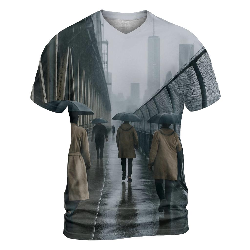 Rain Glossed Lower Manhattan From Manhattan Bridge Walkway statement graphic shirts