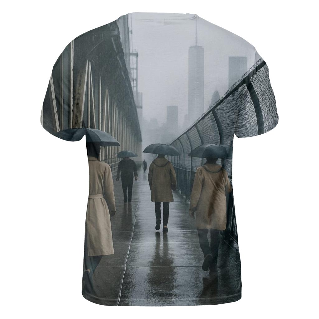 Rain Glossed Lower Manhattan From Manhattan Bridge Walkway statement graphic shirts