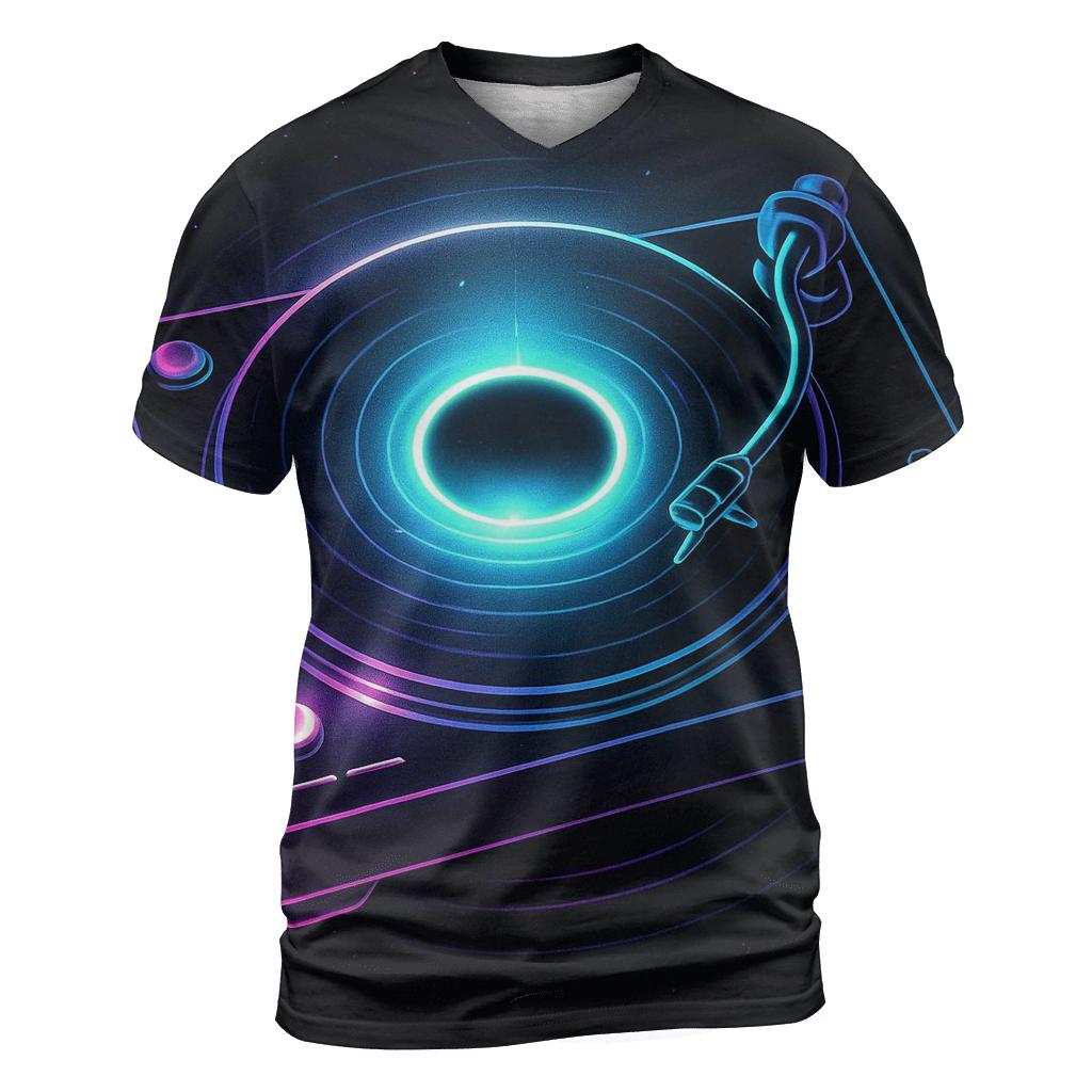 Neon Turntable Portal vibrant all-over design tees
