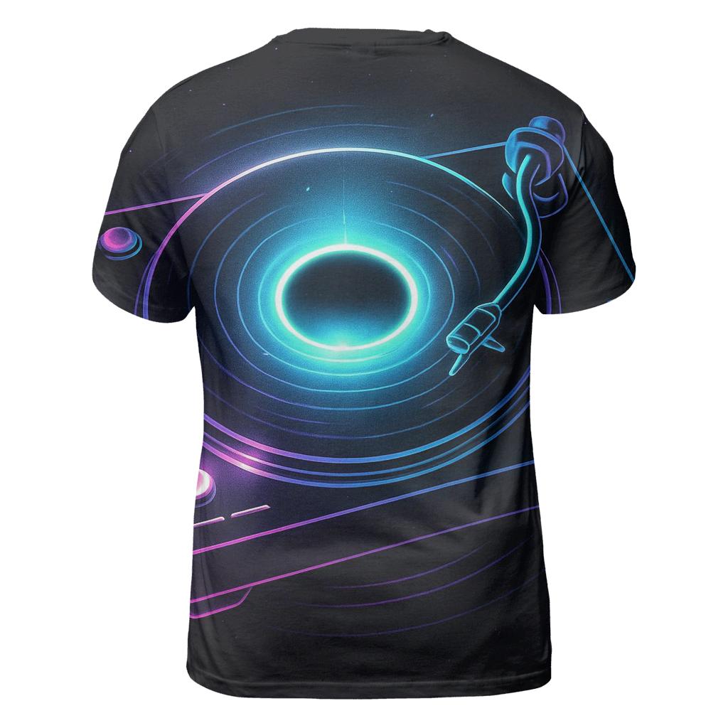 Neon Turntable Portal vibrant all-over design tees