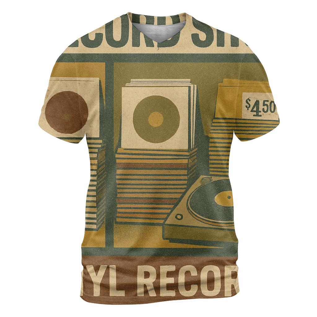 Vintage Vinyl Record Shop Window Collage designer pattern shirts