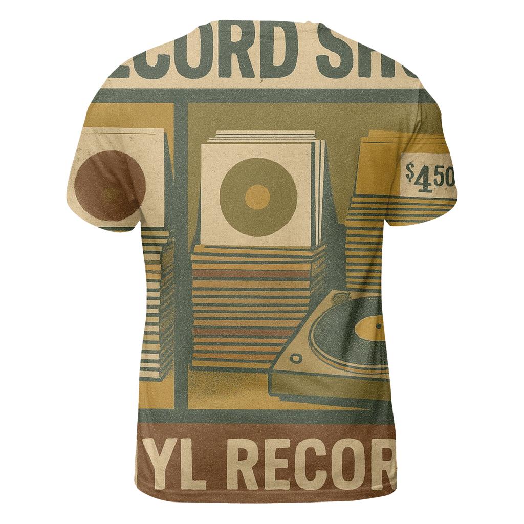 Vintage Vinyl Record Shop Window Collage designer pattern shirts