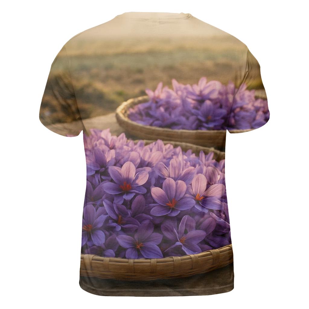 Saffron Crocus Harvest Trays At Dawn unique graphic print tees