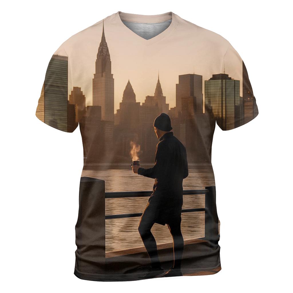 First Light Over Midtown From Roosevelt Island Promenade unique graphic print tees