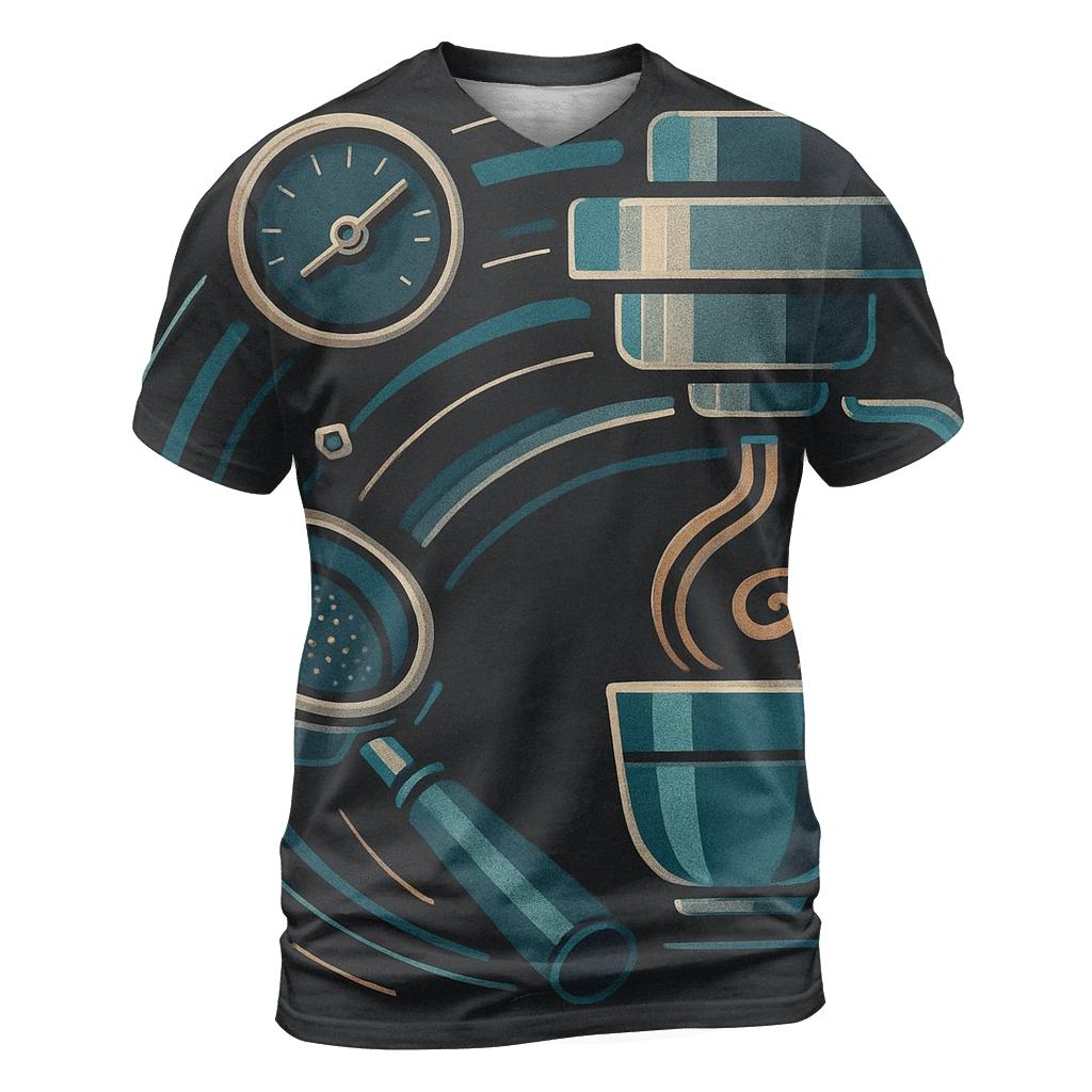 Espresso Arc Mechanism creative print fashion shirts
