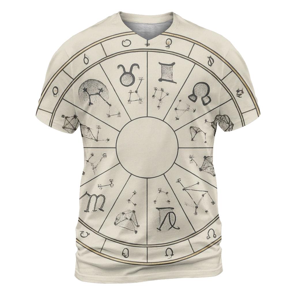 Zodiac Wheel With Planetary Dignities Chart unique graphic print tees