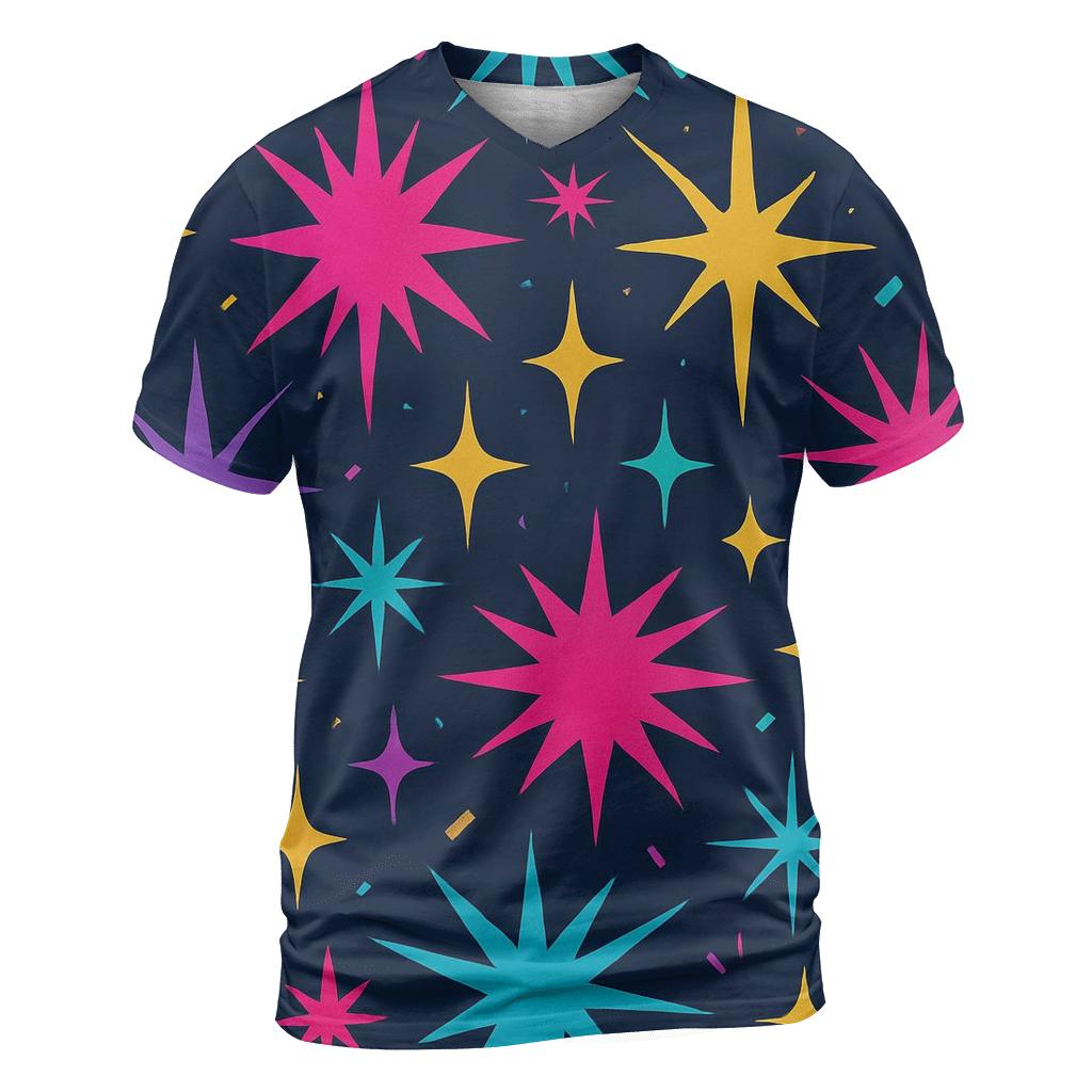Disco Starburst Confetti vibrant all-over design tees