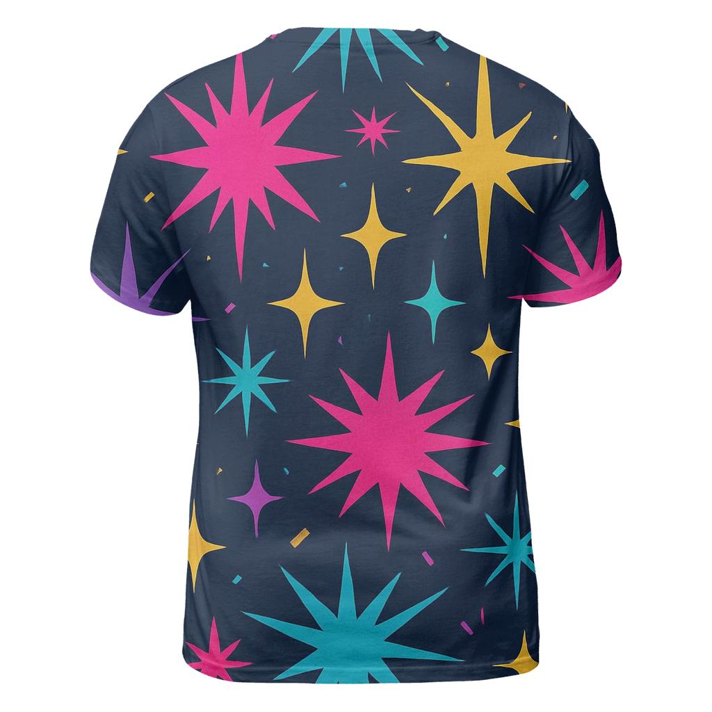 Disco Starburst Confetti vibrant all-over design tees