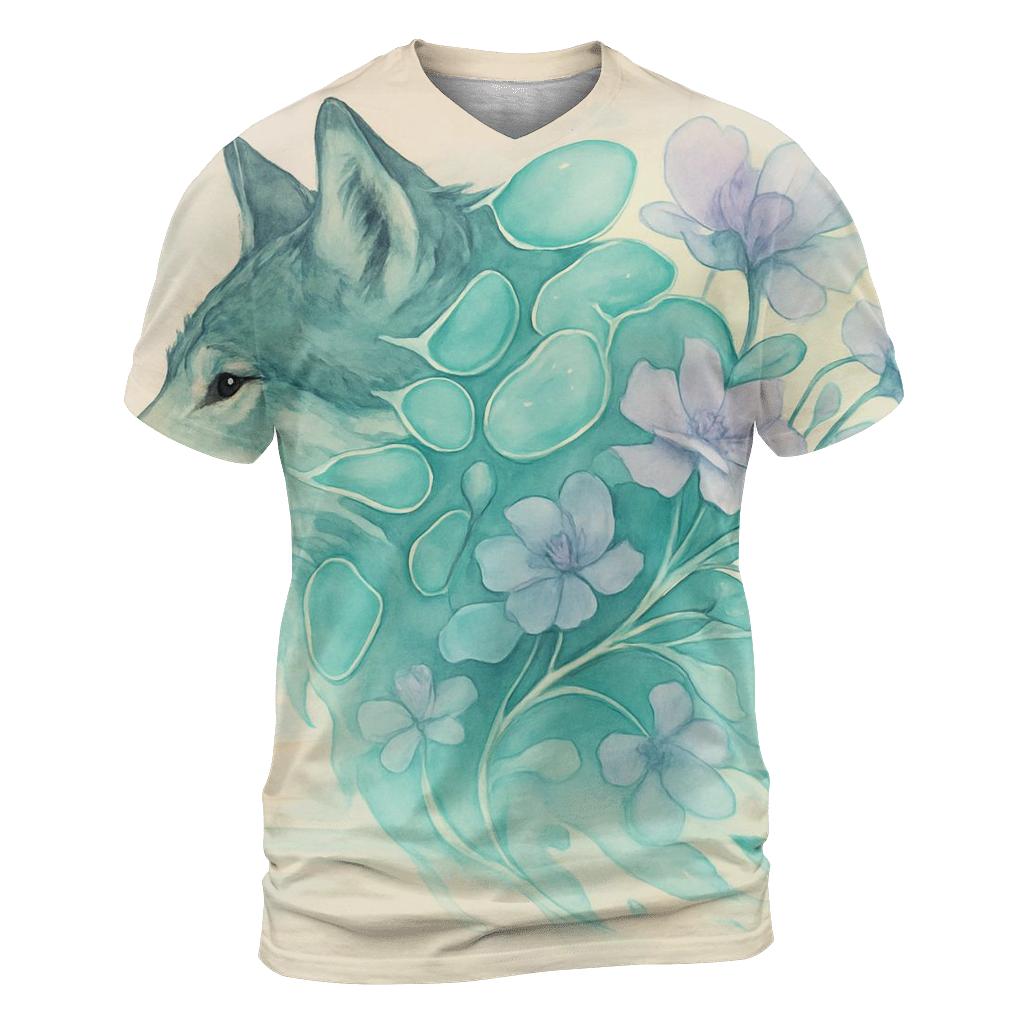 Tideglass Wolf Dream Atlas artistic all-over print tops