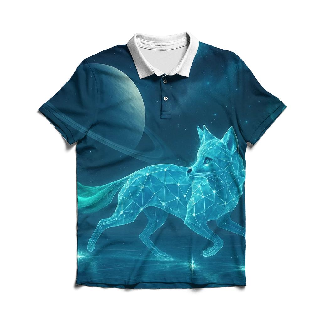 Aurora Fox Of The Polar Galaxy branded logo polo shirts