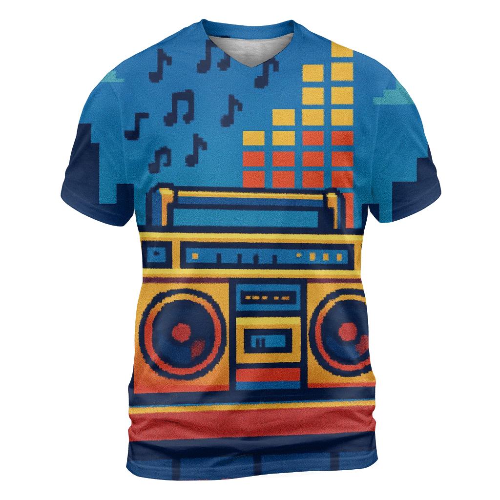 Pixel Boombox Skyline custom all-over print shirts