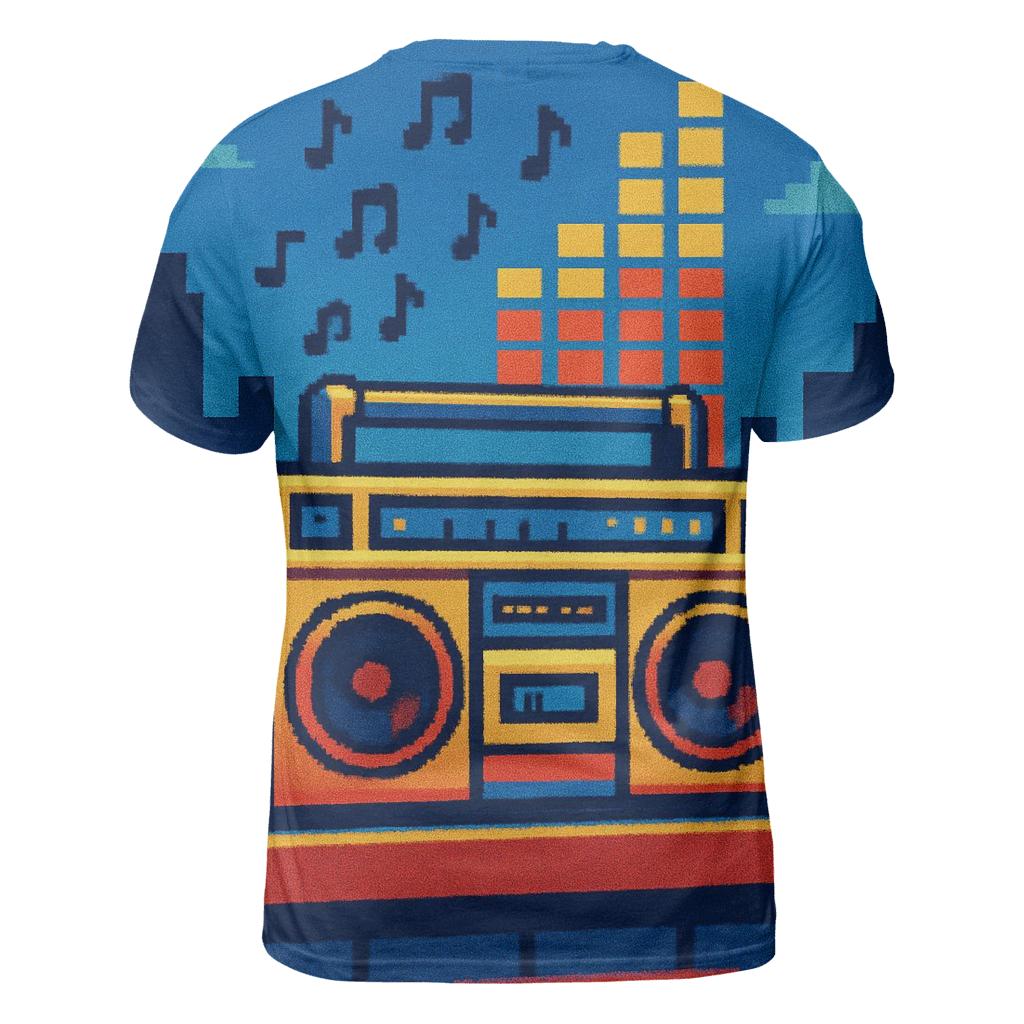 Pixel Boombox Skyline custom all-over print shirts