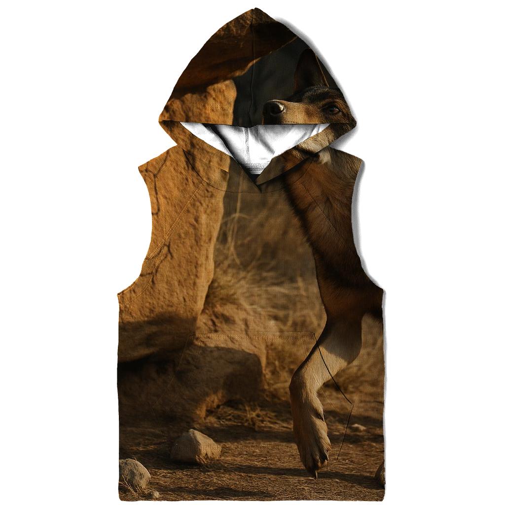 Iberian Wolf At Ancient Rock Art Shelter printed hoodies