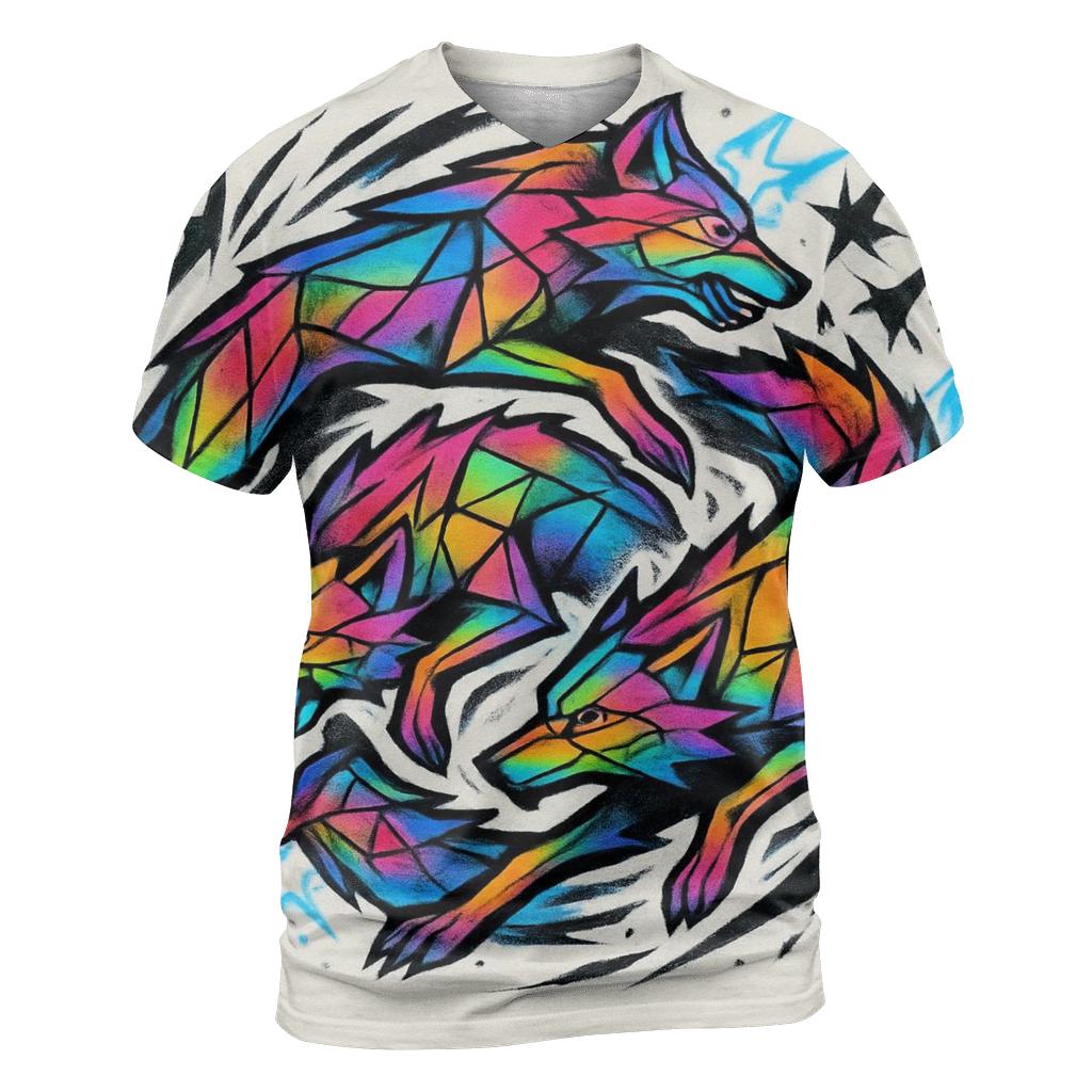 Prismatic Totem Pack Spiral artistic all-over print tops