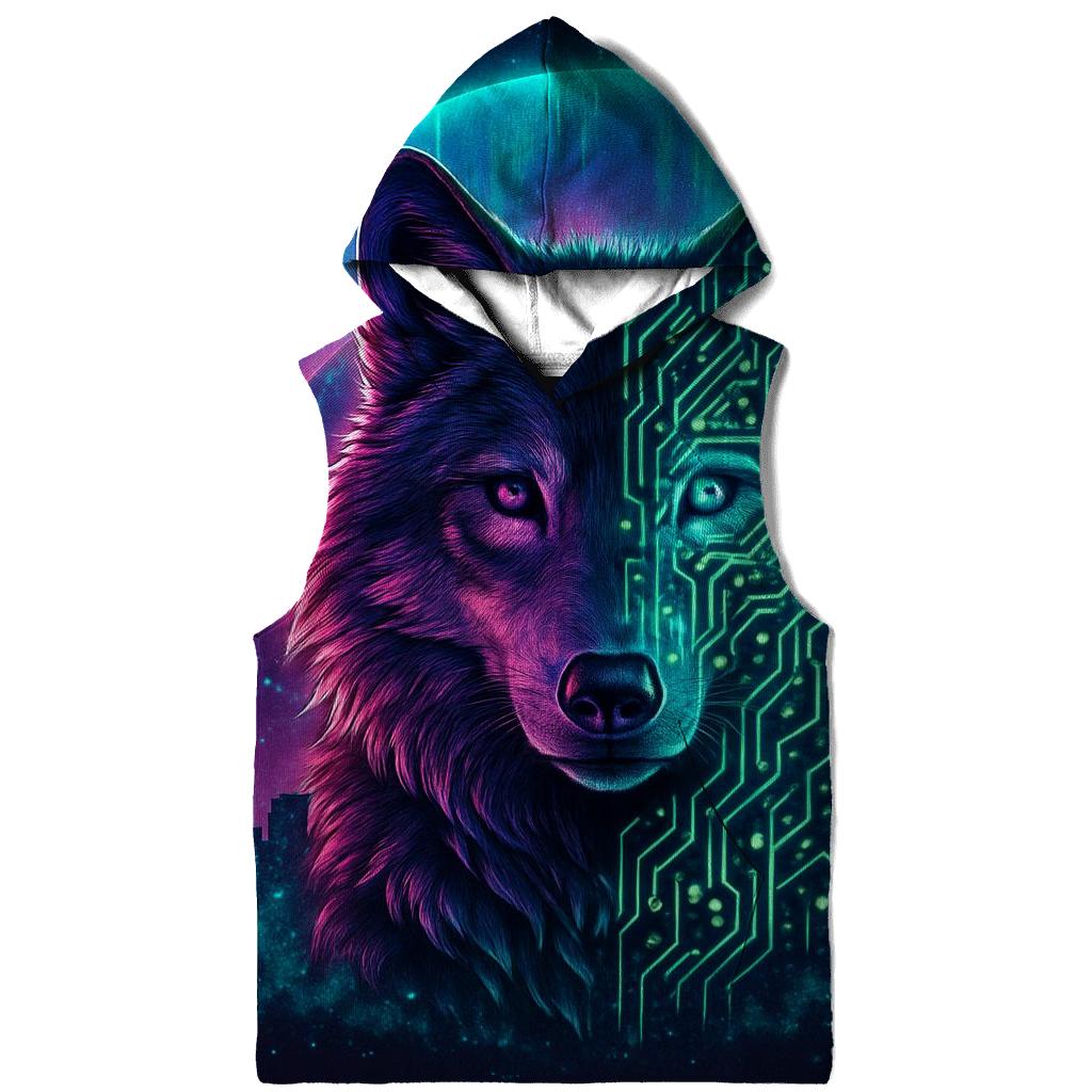Aurora Circuit Wolf Sentinel hoodies fashion