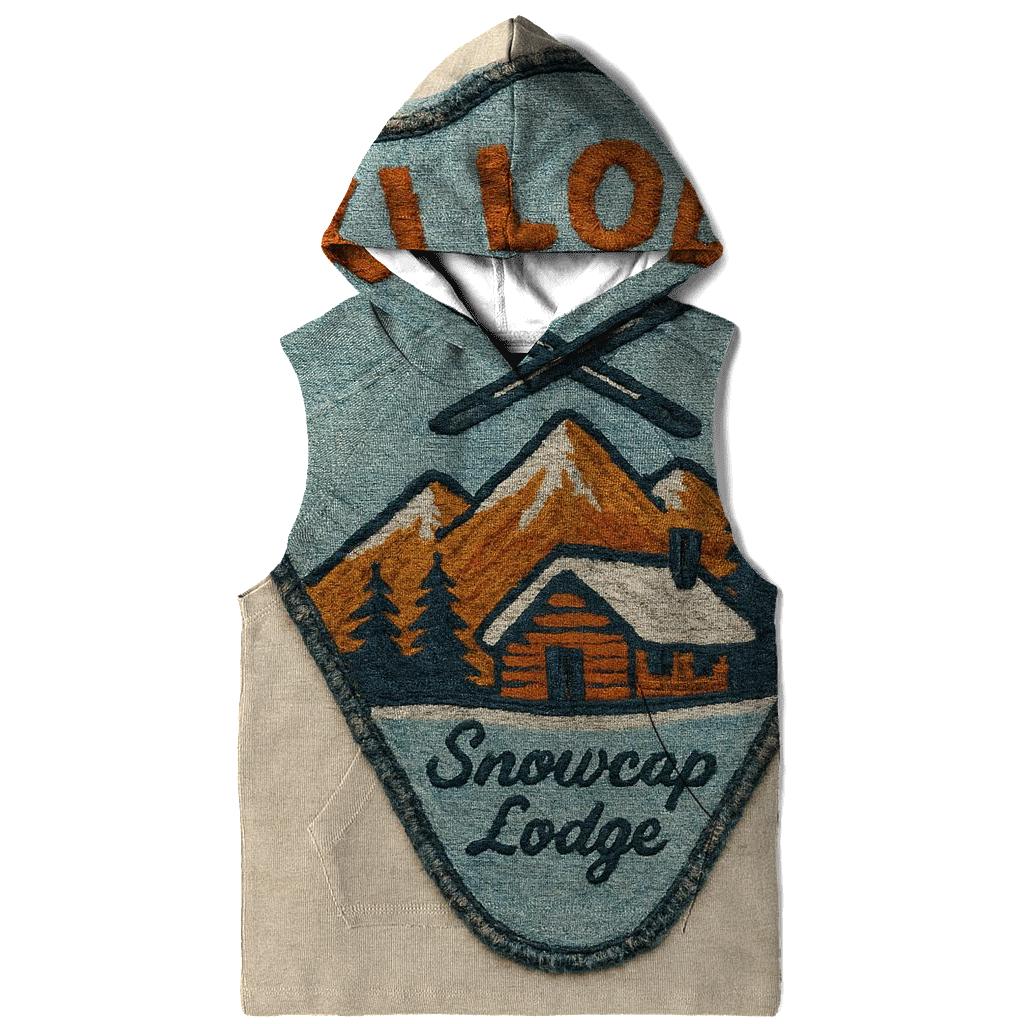 Retro Ski Lodge Patch With Worn Thread Texture zip-up hoodies
