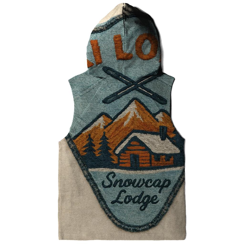 Retro Ski Lodge Patch With Worn Thread Texture zip-up hoodies