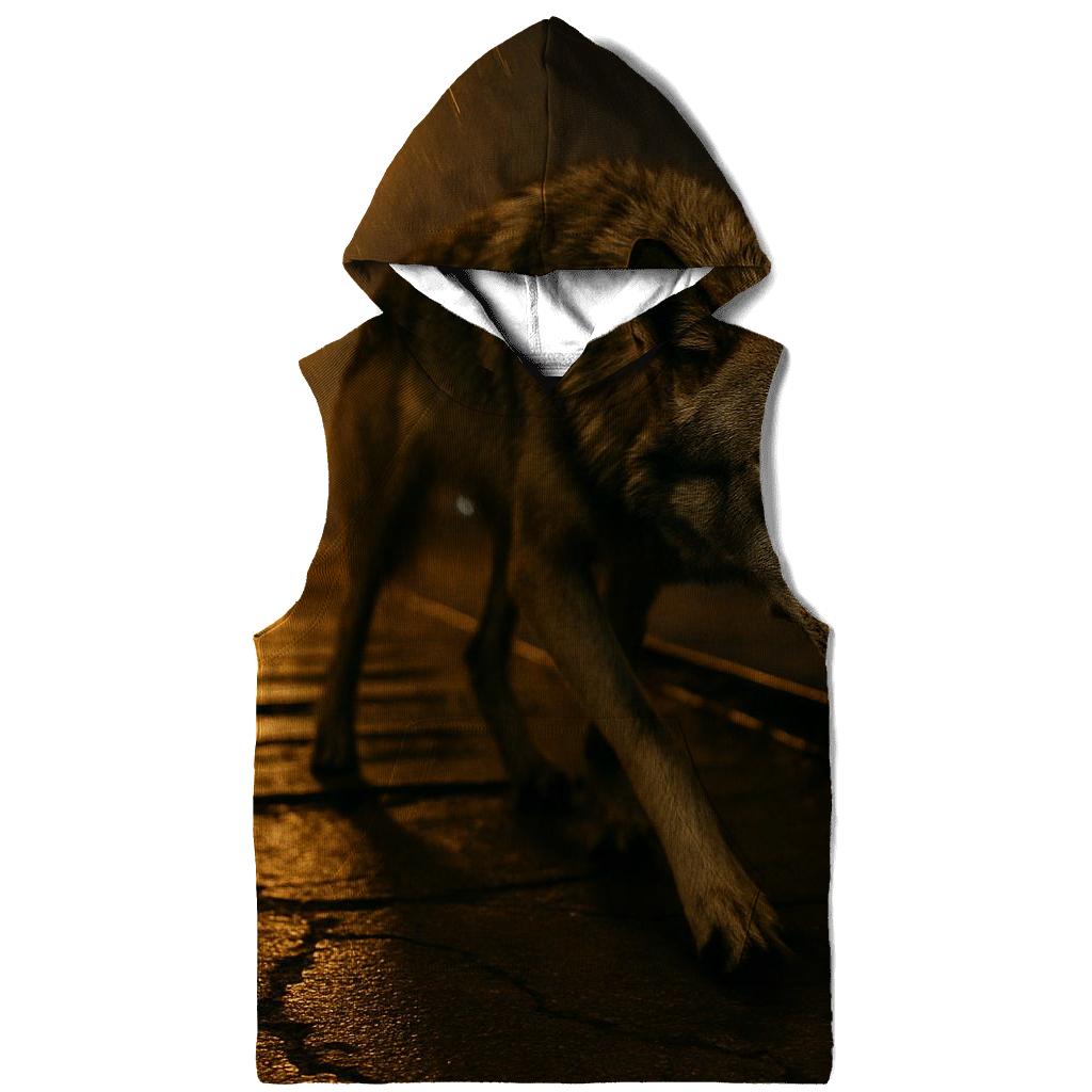 Lone Wolf In Abandoned Rail Yard Light Spill heavyweight hoodies