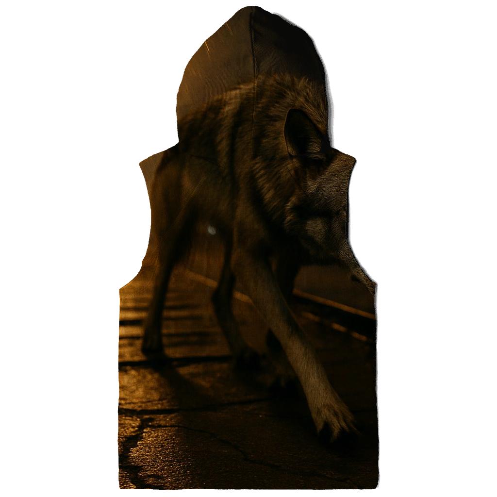 Lone Wolf In Abandoned Rail Yard Light Spill heavyweight hoodies