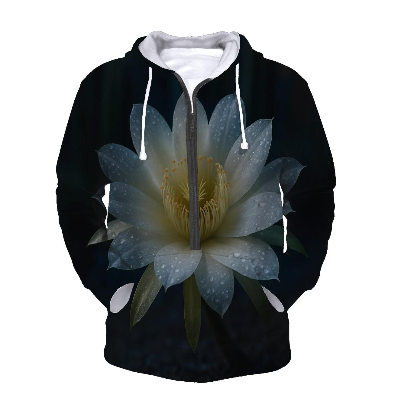Night Blooming Cactus After Rain embroidered hoodies