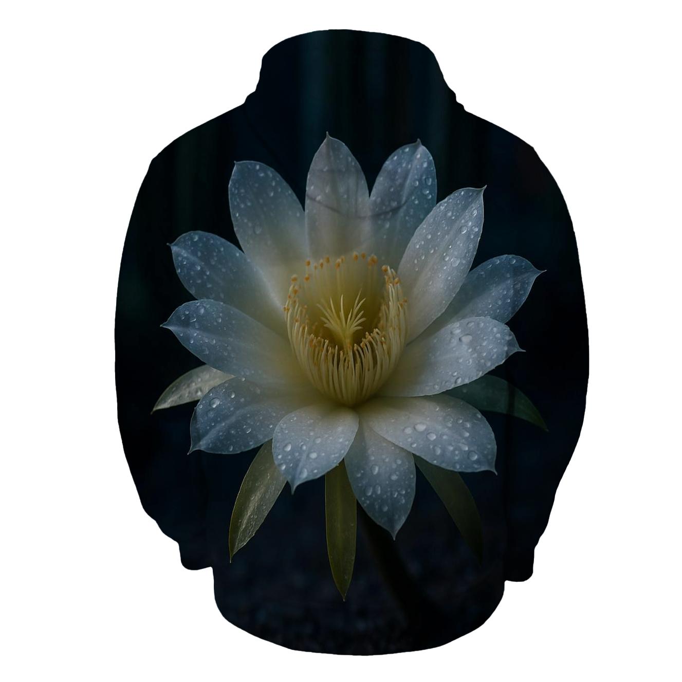 Night Blooming Cactus After Rain embroidered hoodies