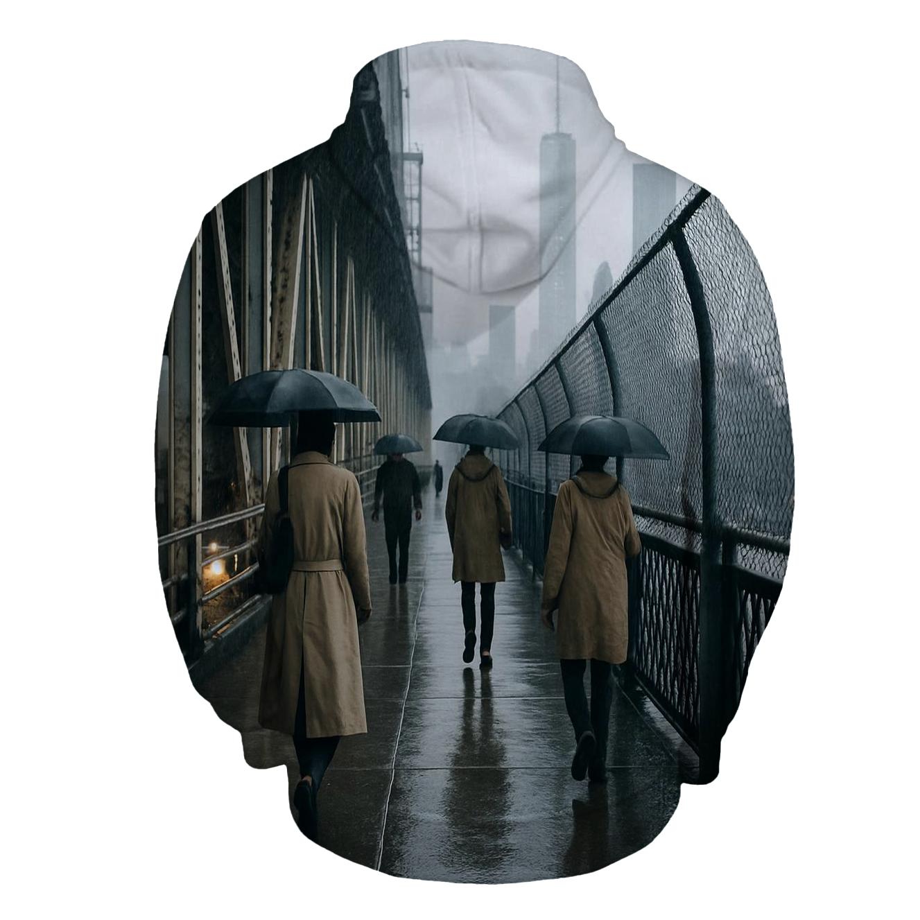 Rain Glossed Lower Manhattan From Manhattan Bridge Walkway zip-up hoodies