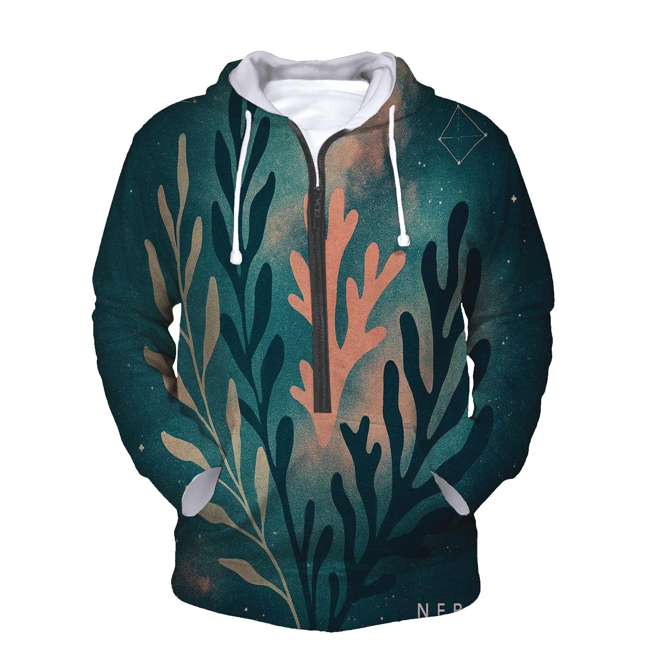 Deep Sea Nebula Botanical Collage designer hoodies
