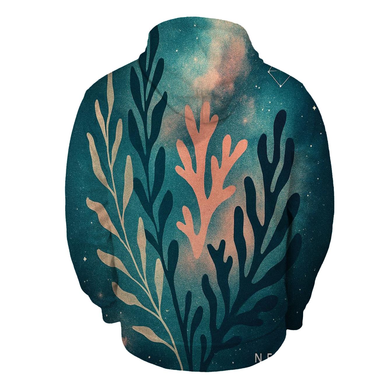 Deep Sea Nebula Botanical Collage designer hoodies