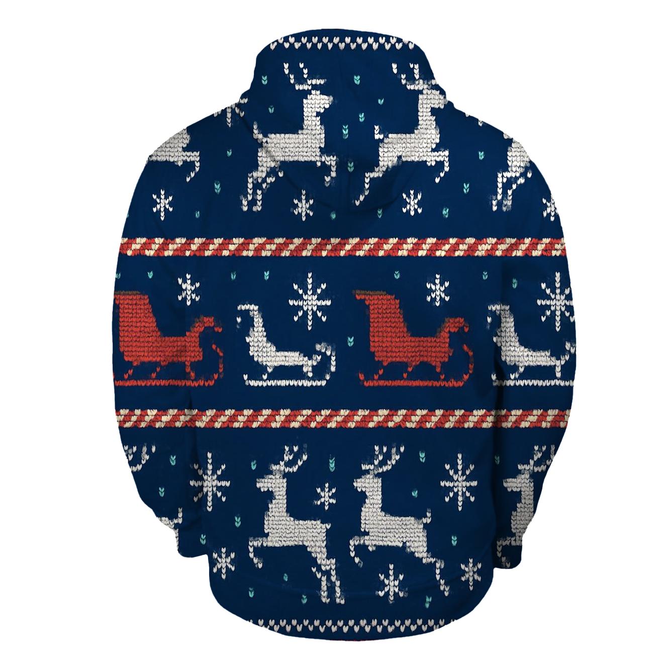 Reindeer Sleigh Road Stripe Grid Design custom hoodies