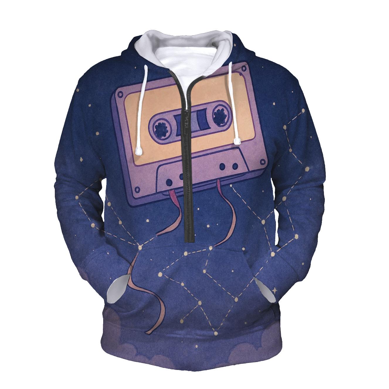 Cassette Constellation Map embroidered hoodies