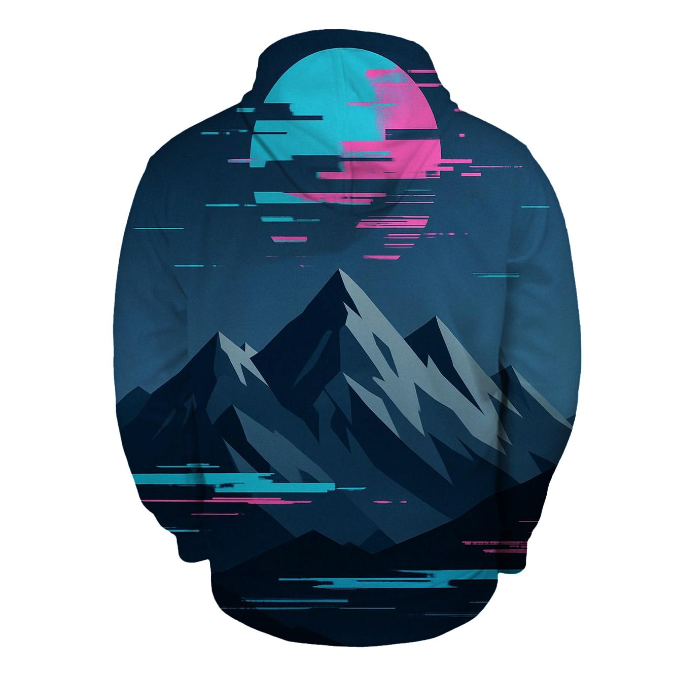 Glitch Horizon Mountain Poster custom hoodies