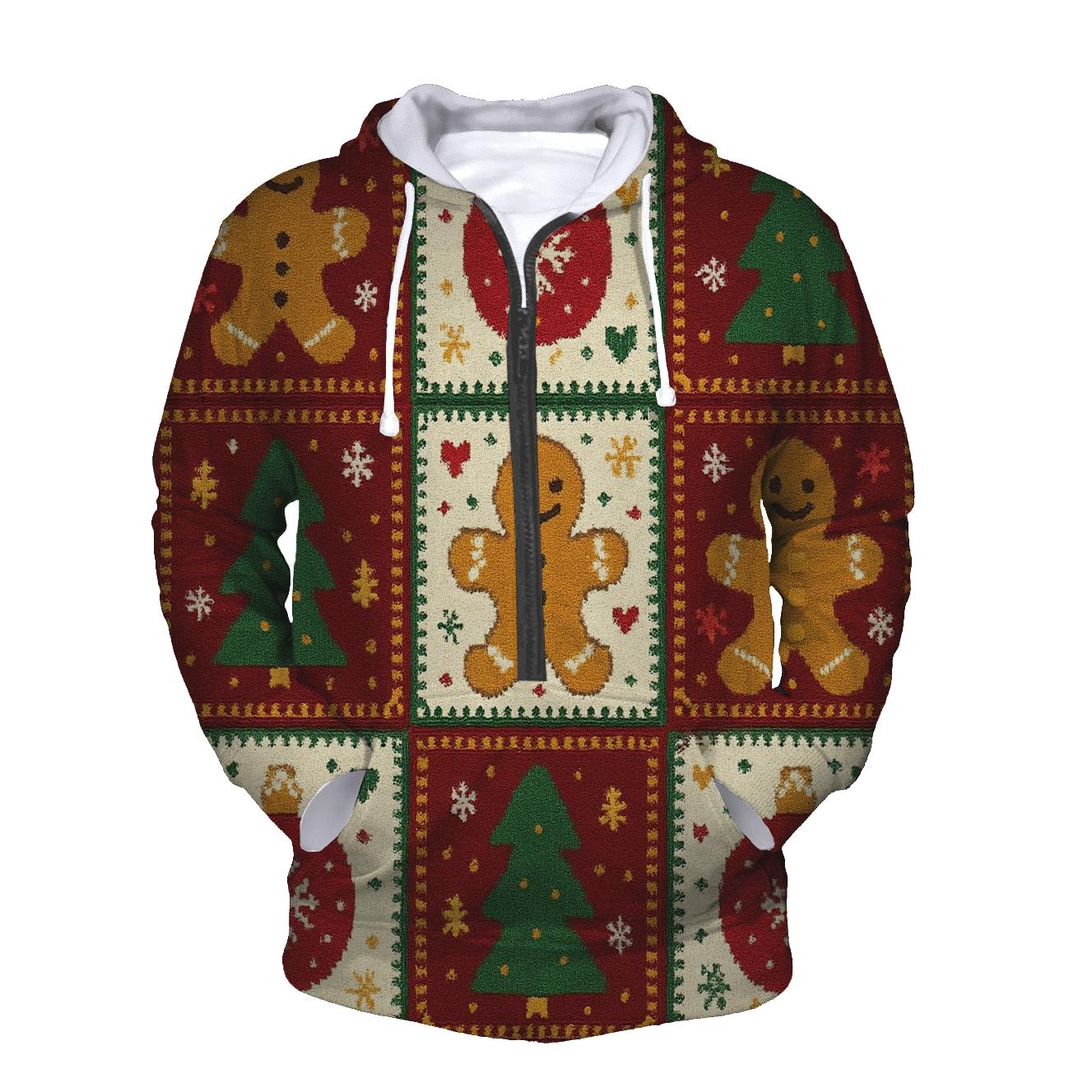 Gingerbread Ornament Patchwork Parade Design graphic hoodies