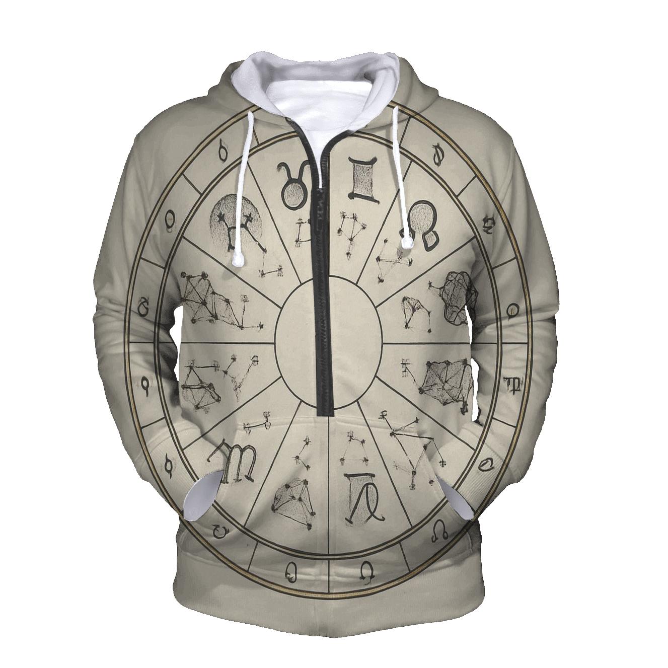Zodiac Wheel With Planetary Dignities Chart embroidered hoodies