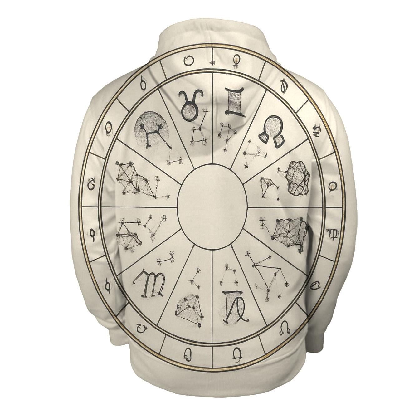 Zodiac Wheel With Planetary Dignities Chart embroidered hoodies
