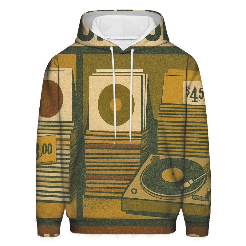 Vintage Vinyl Record Shop Window Collage embroidered hoodies