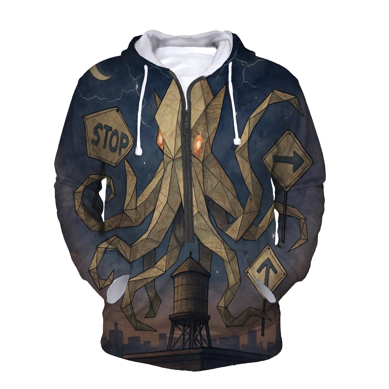Origami Kraken Skyline hoodies fashion