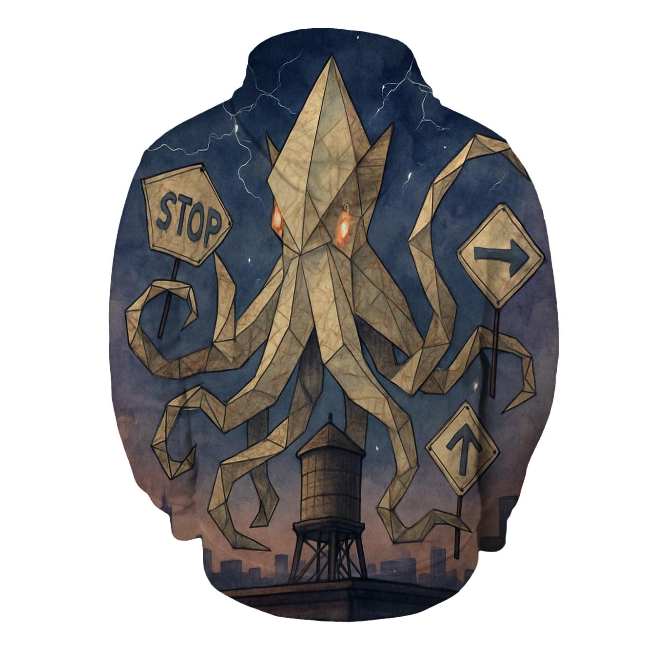 Origami Kraken Skyline hoodies fashion