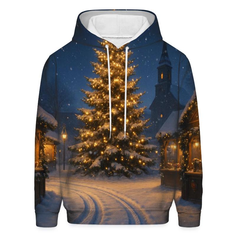 Midnight Sleigh Tracks Beside The Village Tree custom hoodies
