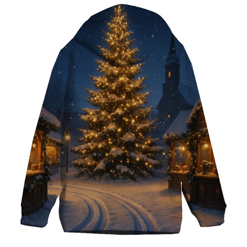 Midnight Sleigh Tracks Beside The Village Tree custom hoodies