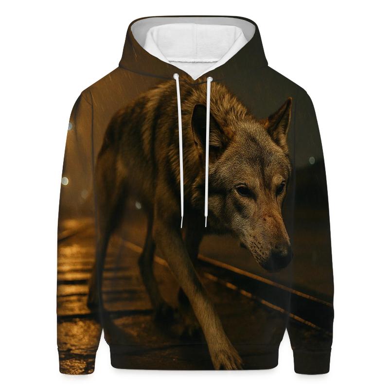 Lone Wolf In Abandoned Rail Yard Light Spill lightweight hoodies